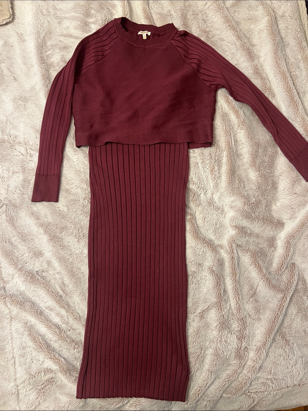 Ribbed Knit Dress in Deep Violet